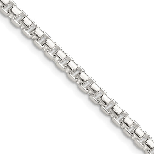 Sterling Silver Polished 4mm Round Box 30 Inch Chain