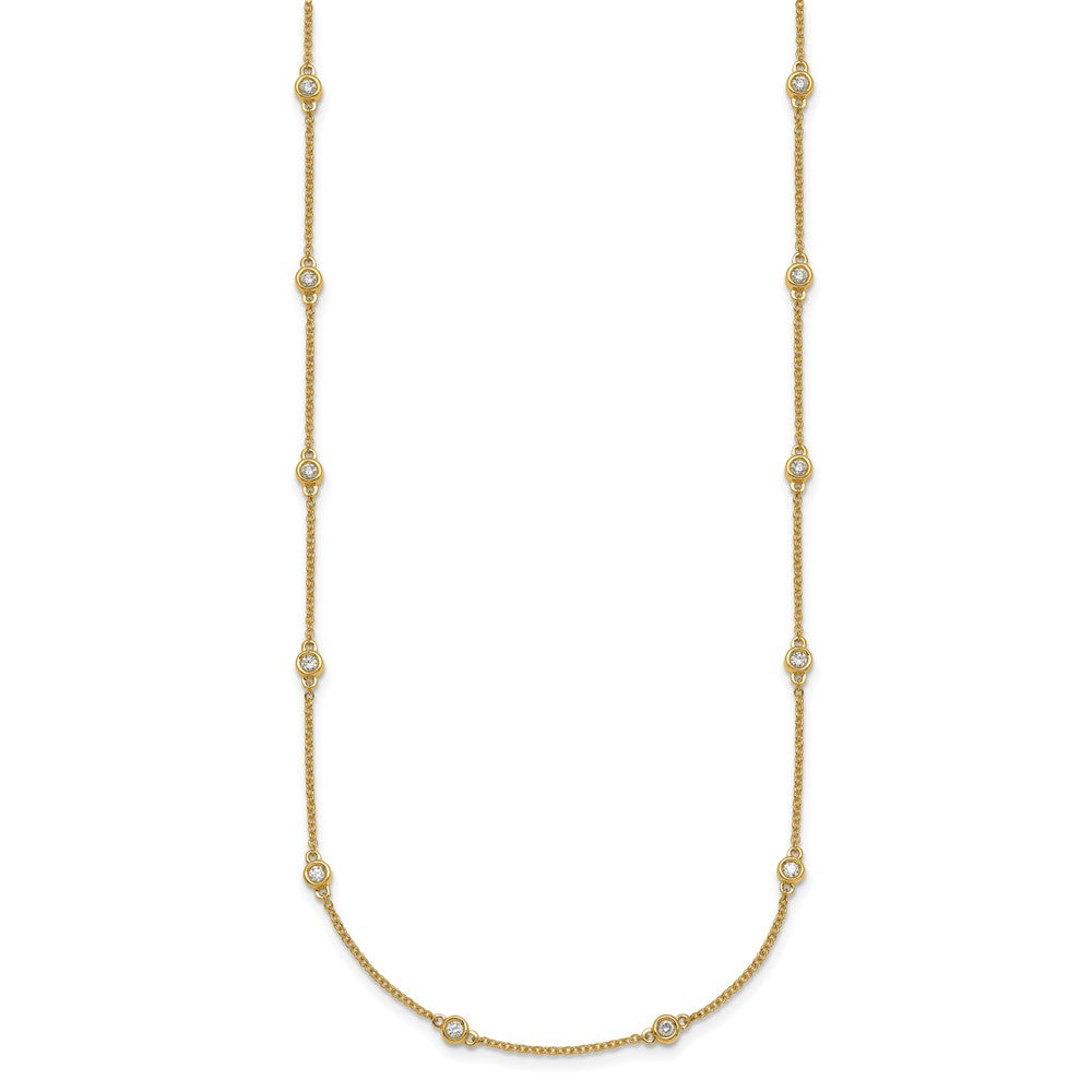 14K Yellow Gold Complete 3/8 carat Bezel-set Diamond and Cable Chain 16-Station 16 Inch Necklace