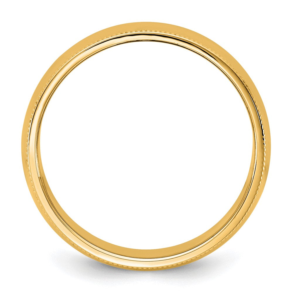 14K Yellow Gold 7mm Milgrain Half Round Wedding Band Ring