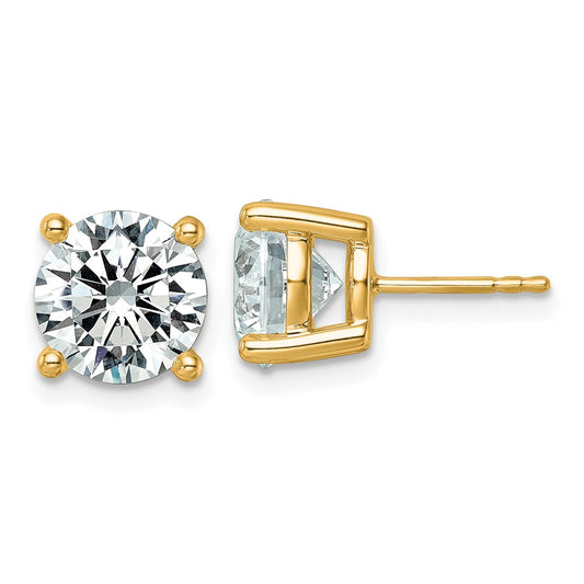 14K Yellow Gold 6 carat Lab Grown Diamond VS/SI+ G+ Round Complete Four Prong Lightweight Stud Earrings