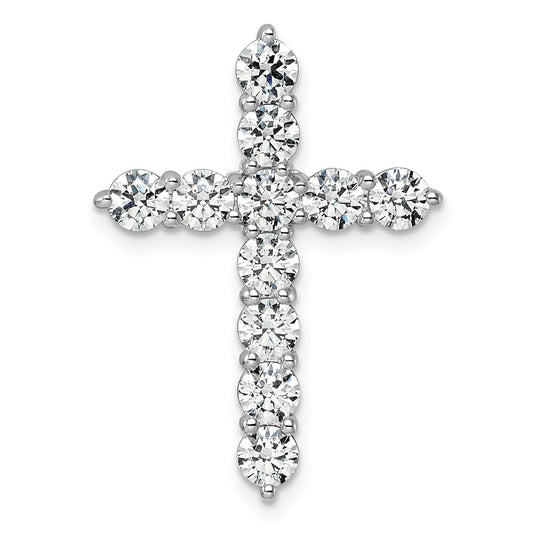 14K White Gold 3 carat Lab Grown Diamond VS+ F+ Complete Cross Chain Slide Pendant