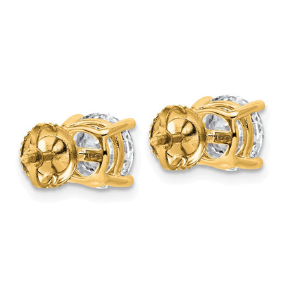 14K Yellow Gold 3 carat Lab Grown Diamond VS+ F+ Round Complete Four Prong Lightweight Screwback Stud Earrings