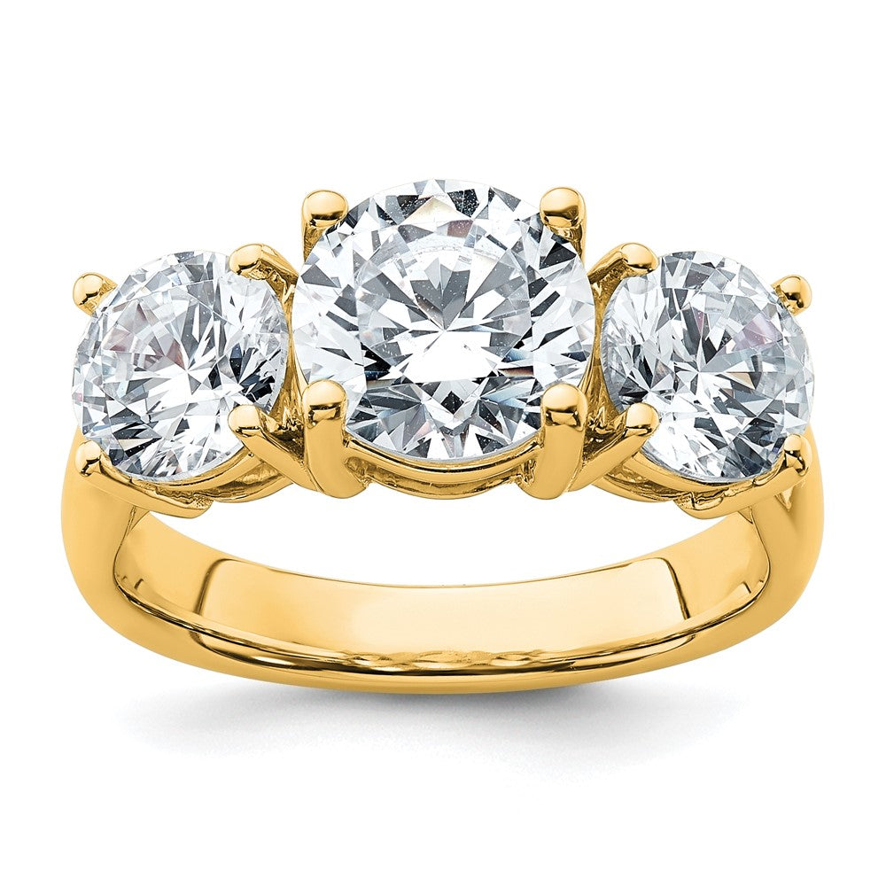 14K Yellow Gold 4 carat Certified Lab Grown Diamond VS+ F+ Three Stone Complete Engagement Ring