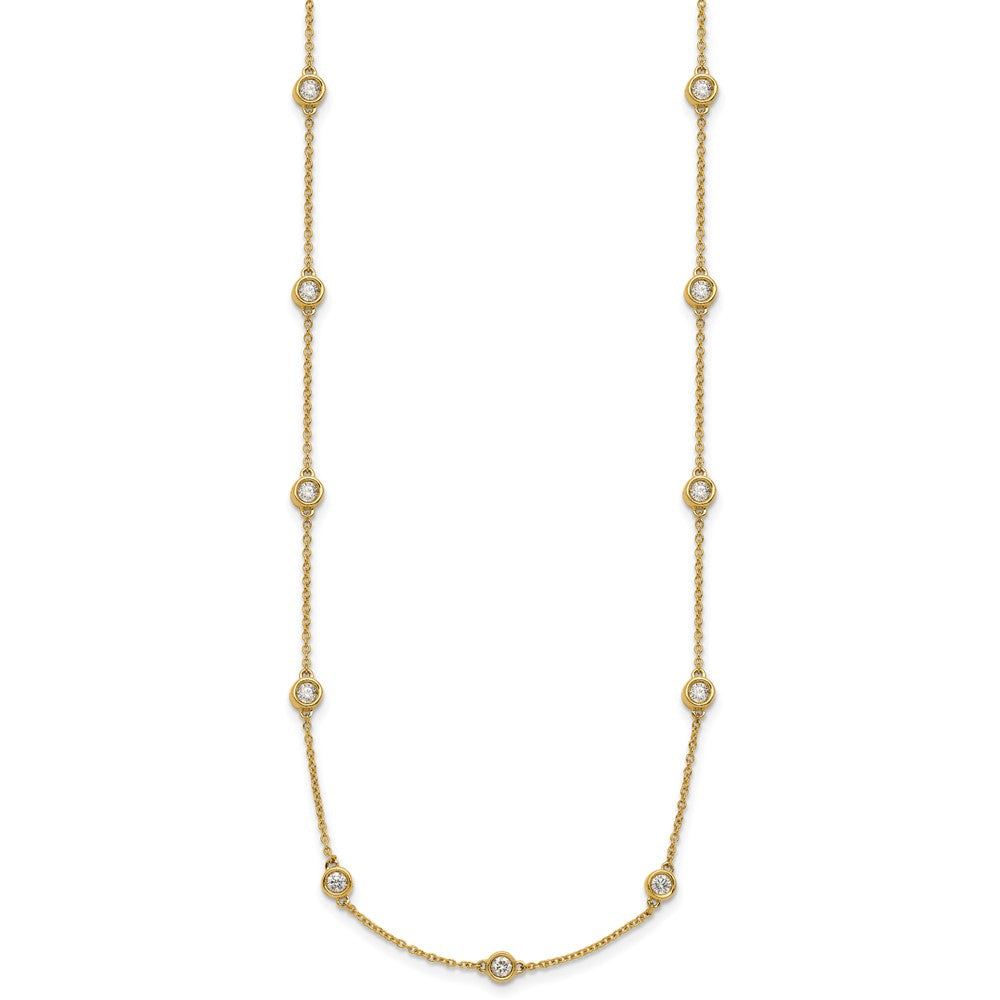 14K Yellow Gold Complete 1.3 carat Bezel-set Diamond and Cable Chain 20-Station 20 Inch Necklace