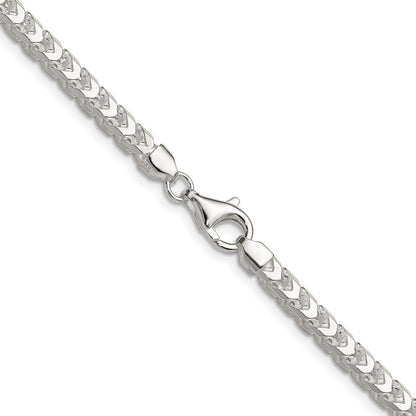 Sterling Silver 4.7mm D/C Square Franco 22 Inch Chain