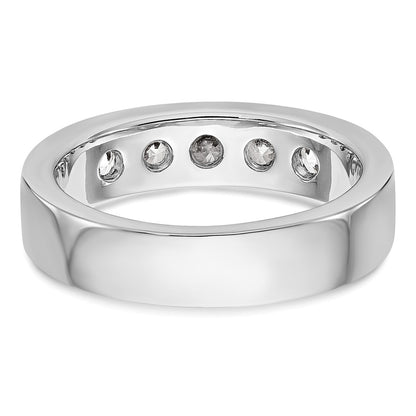 True Origin 14K White Gold Men's 1 carat Lab Grown Diamond VS/SI  D E F  5 Stone Channel Wedding Band Ring