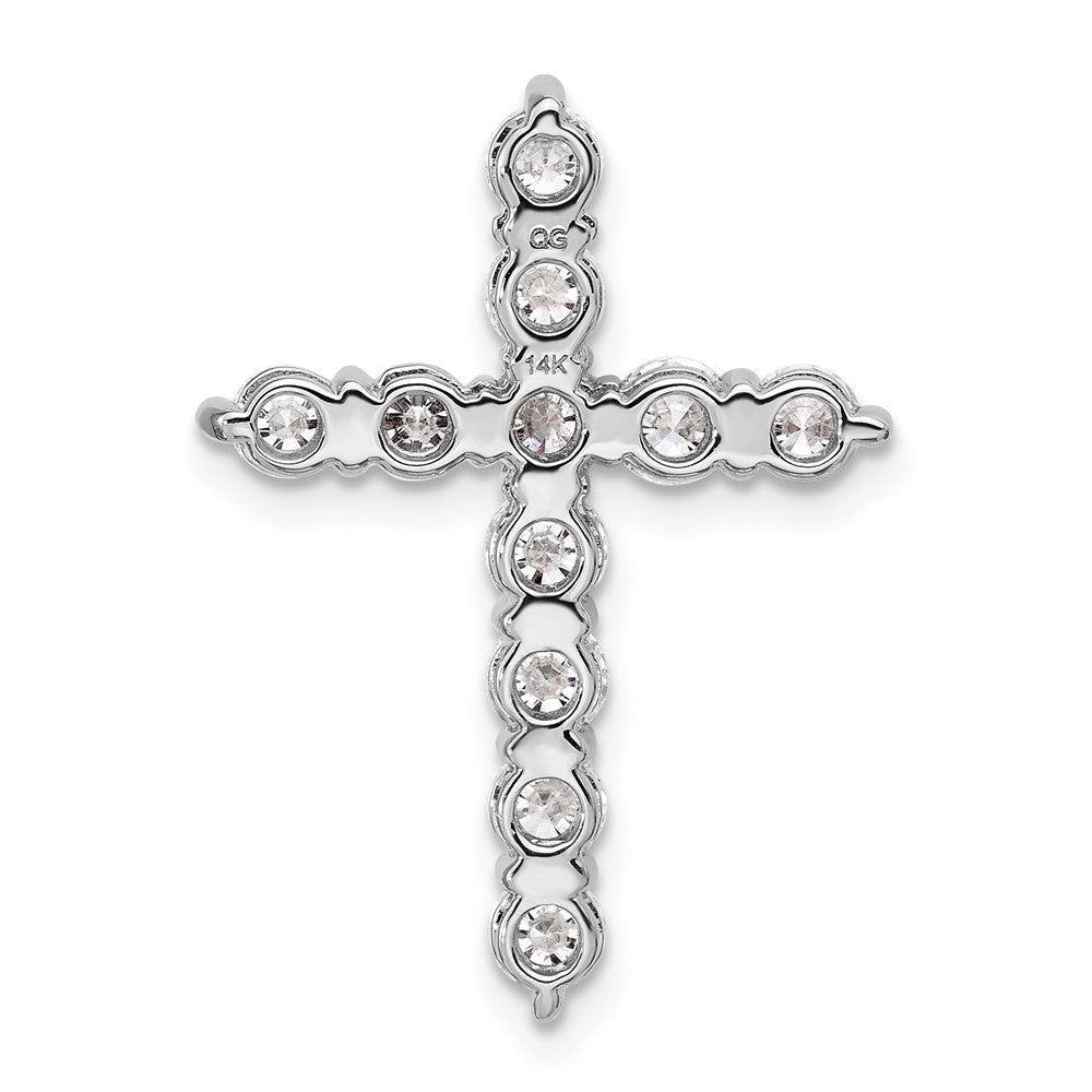 14K White Gold Certified Lab Grown Diamond VS DEF Cross Pendant