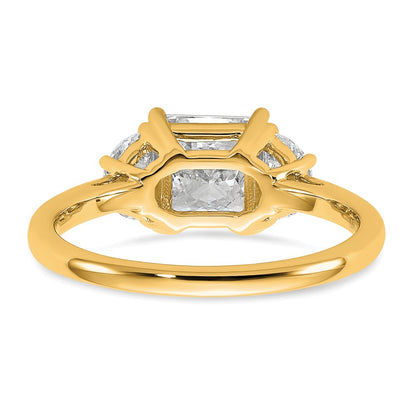14K Yellow Gold 2 carat Certified Lab Grown Diamond VS+ F+ Princess and Half Moon Complete Three Stone Engagement Ring