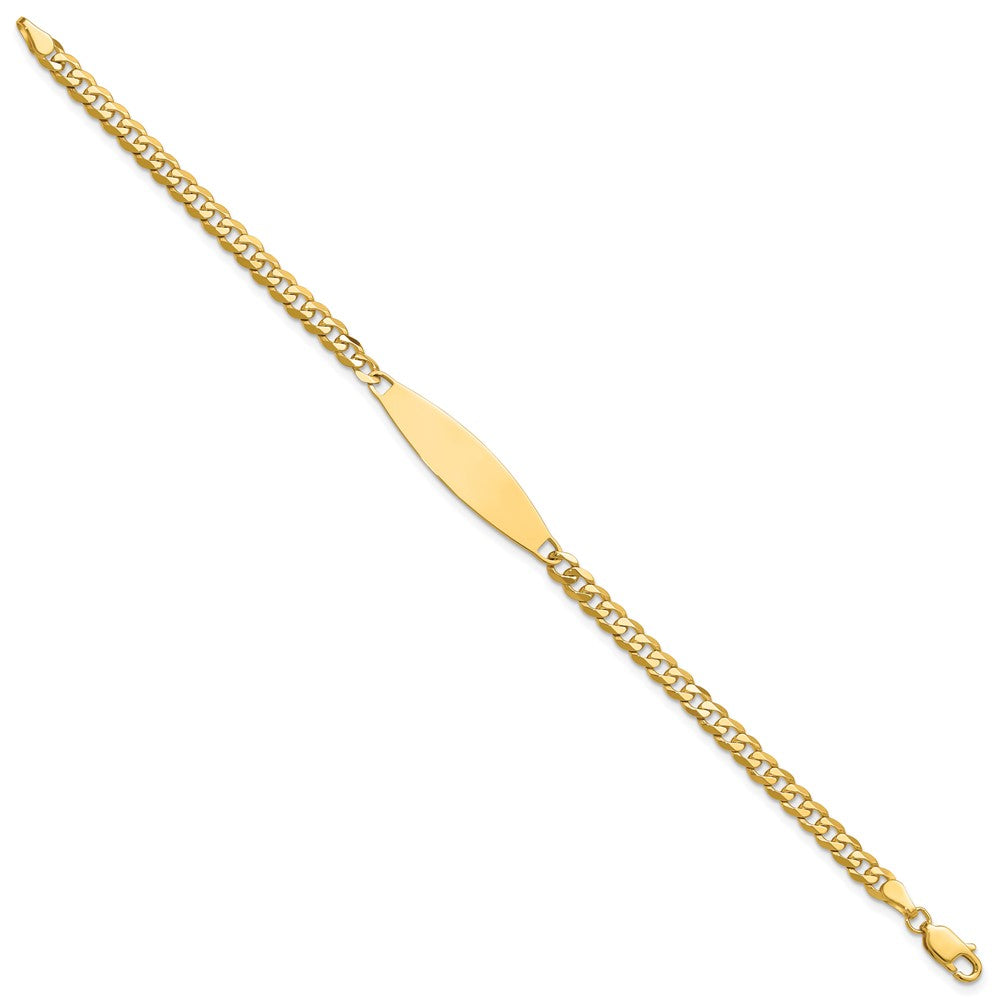 14K Yellow Gold Polished Solid Chain/Solid Plate Flat Curb Link 29.5x8mm Plate 7 Inch ID Bracelet