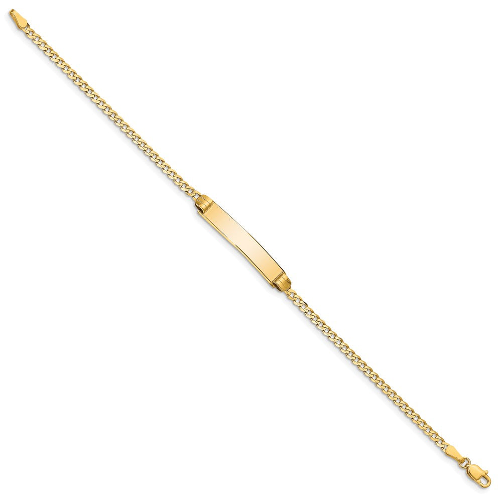 14K Yellow Gold Polished Solid Chain/Solid Plate Curb Link 25x5mm Plate 8 Inch ID Bracelet