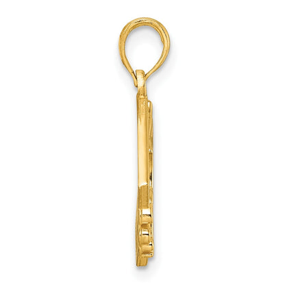 14K Yellow Gold Polished Eagle in Square Pendant