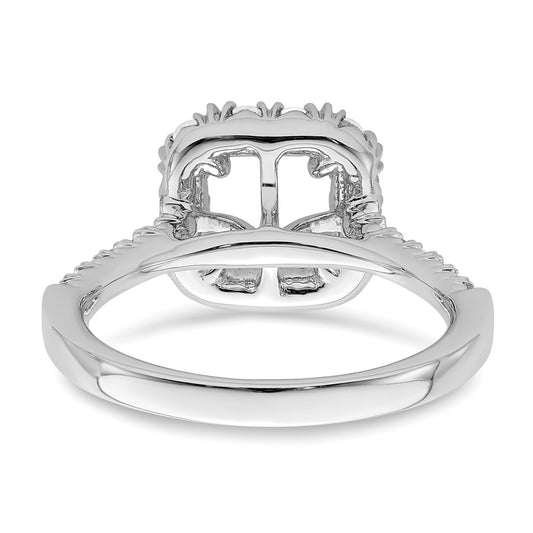 14K White Gold Halo (Holds 1.5 carat (6.25mm) Asscher-cut Center) 3/4 carat Diamond Semi-mount Engagement Ring