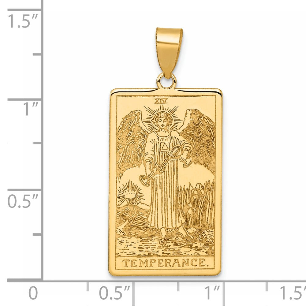 14K Yellow Gold Temperance Tarot Card Pendant