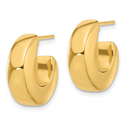 14K Yellow Gold Polished J-Hoop Post Earrings