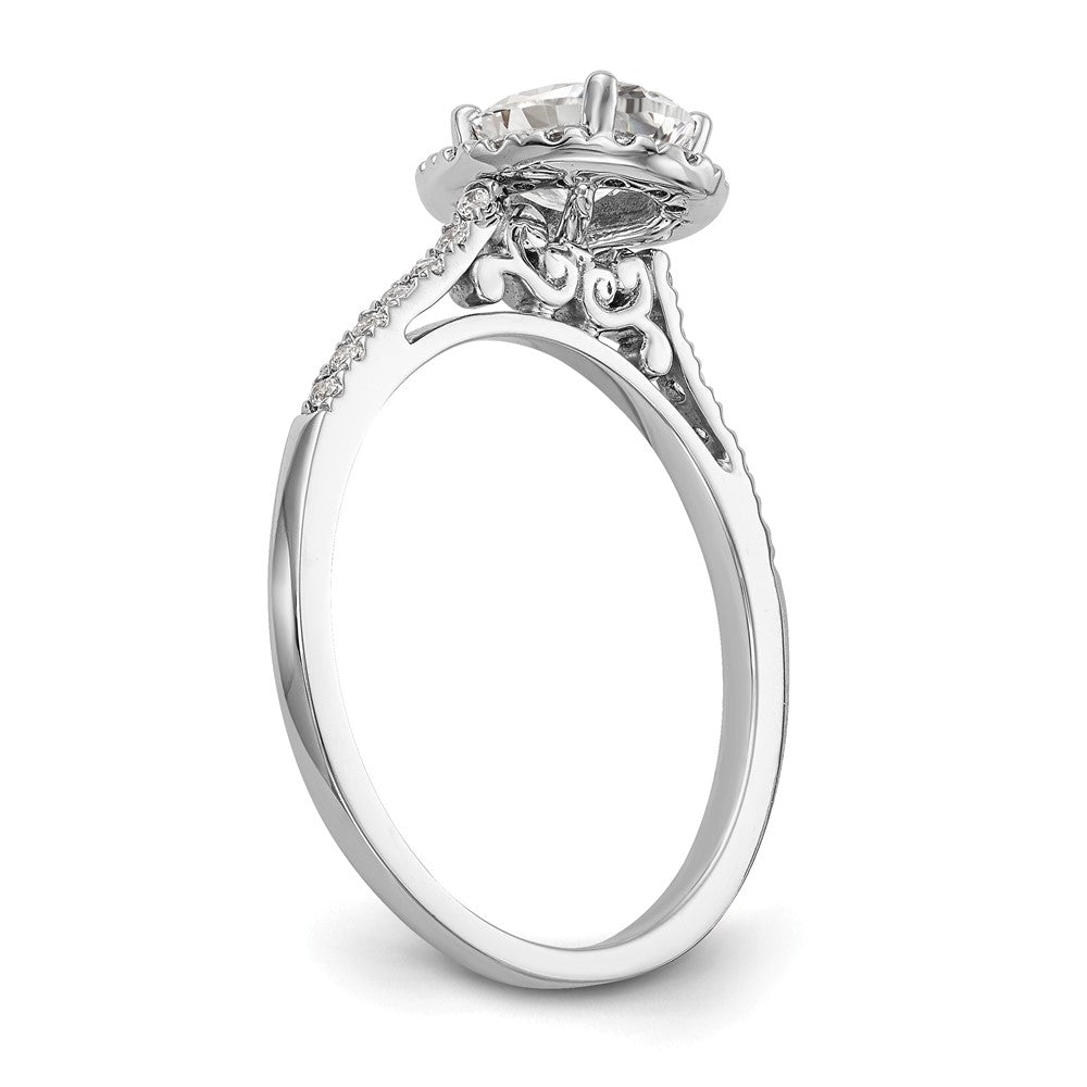 14K White Gold Halo (Holds 1 carat (7x5mm) Oval Center) 1/4 carat Diamond Semi-mount Engagement Ring