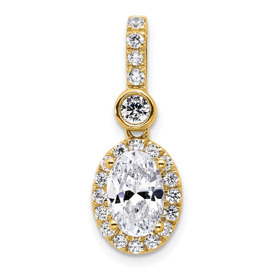 14K Yellow Gold 2 carat Certified Lab Grown Diamond VS/SI+ G+ Oval Complete Halo Pendant