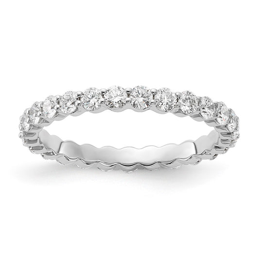 14K White Gold 1 carat Lab Grown Diamond VS+ F+ Round Complete Channel Set Size 7.5 Eternity Wedding Band Ring