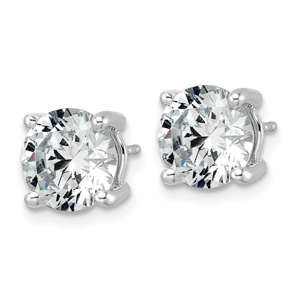14K White Gold 5 carat Lab Grown Diamond VS+ F+ Round Complete Four Prong Lightweight Stud Earrings