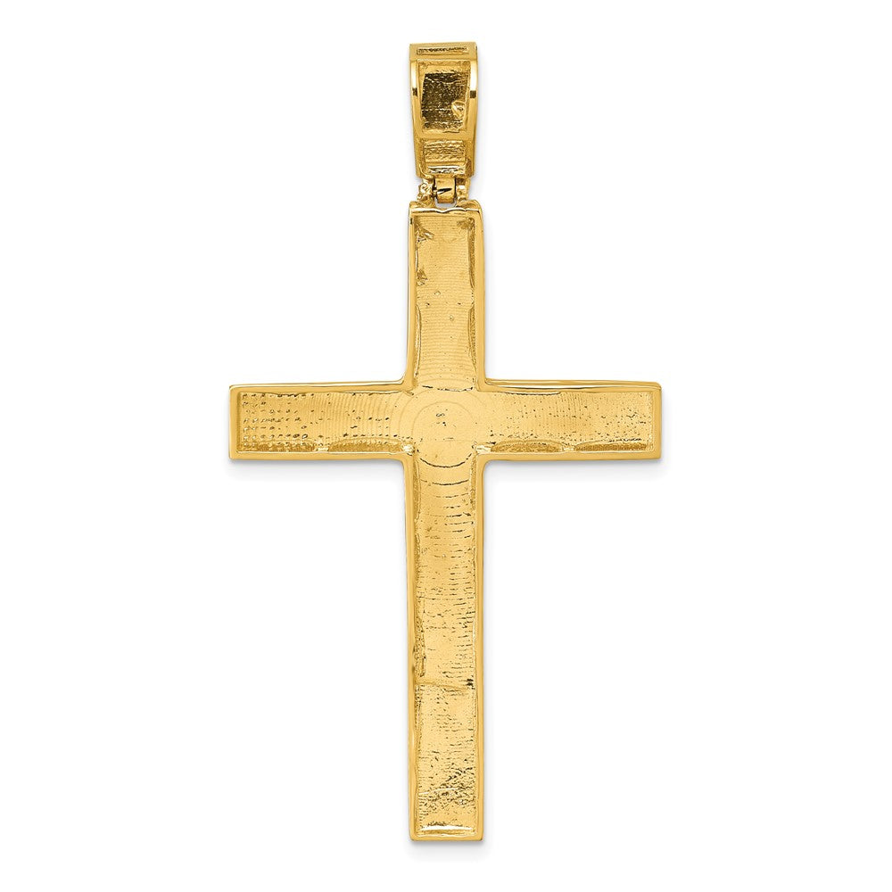 14K Yellow Gold Polished Diamond-cut Fancy Latin Cross Pendant