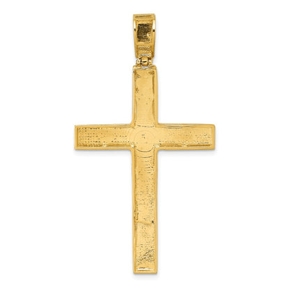 14K Yellow Gold Polished Diamond-cut Fancy Latin Cross Pendant