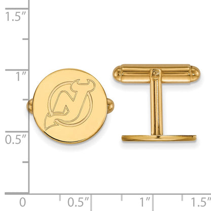 14K Yellow Gold Gold NHL LogoArt New Jersey Devils Cuff Links