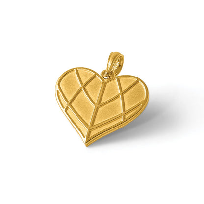 14K Yellow Gold Polished Grooved Heart Pendant