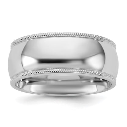 14k White Gold 8mm Milgrain Comfort Fit Wedding Band Ring
