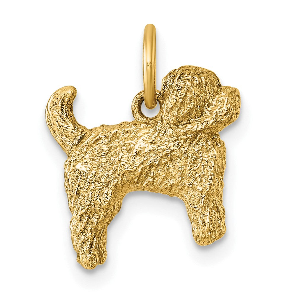 14K Yellow Gold Polished Furry Lab Dog Pendant