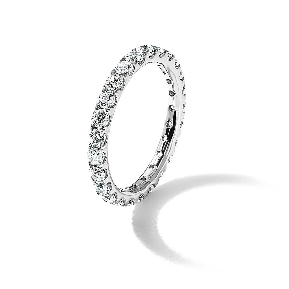 14K White Gold Polished Size 7 U-Shared Prong 2 carat Diamond Complete Eternity Wedding Band Ring