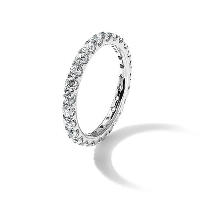 14K White Gold Polished Size 7 U-Shared Prong 2 carat Diamond Complete Eternity Wedding Band Ring
