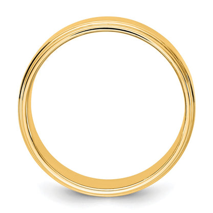 14K Yellow Gold 7mm Flat with Step Edge Wedding Band Ring