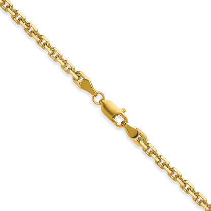 14K Yellow Gold 3.25mm D/C French Link 22 Inch Chain