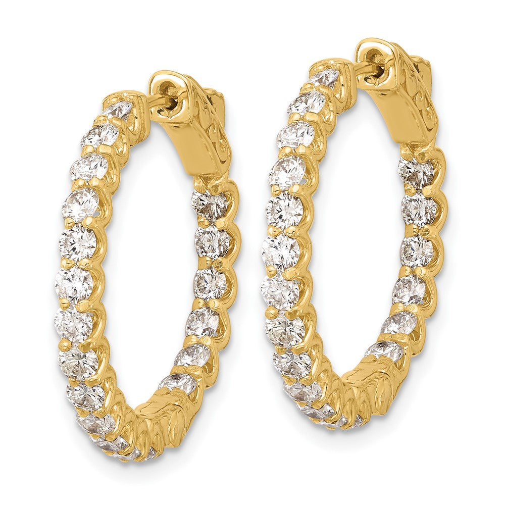 14K Yellow Gold 1.55 carat Diamond In/Out Hoop w/Safety Clasp Earrings