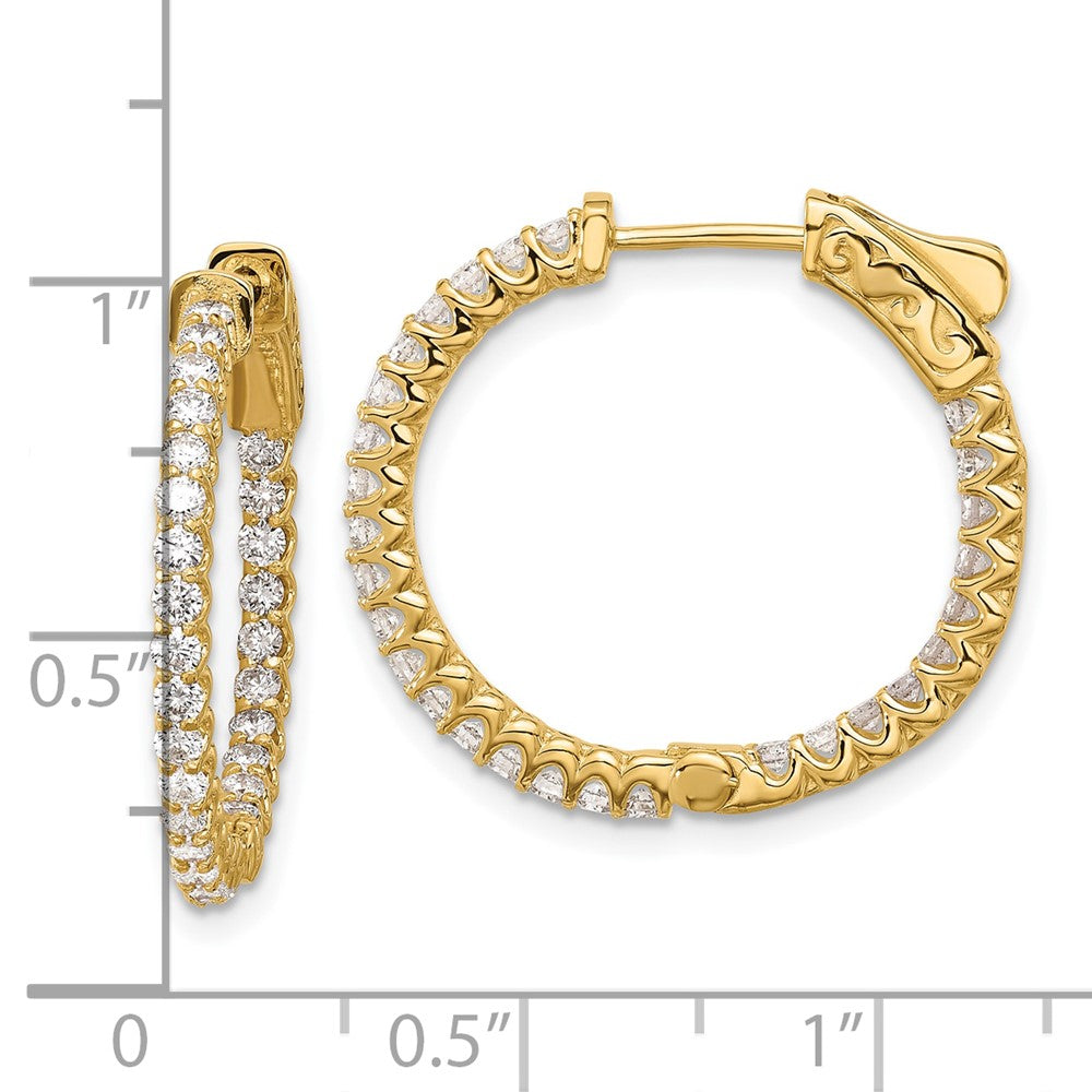 14K Yellow Gold 1.12 carat Diamond In/Out Hoop w/Safety Clasp Earrings