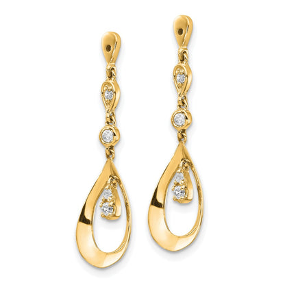 14K Yellow Gold 1/8 carat Diamond Teardrop Dangle Earring Jackets