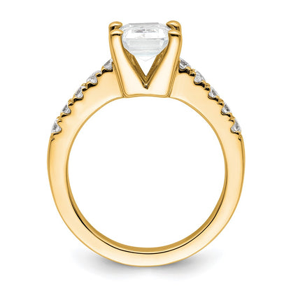 True Origin 14K Yellow Gold 3/8 carat Lab Grown Diamond VS+ F+ Semi-Mount Emerald Engagement Ring