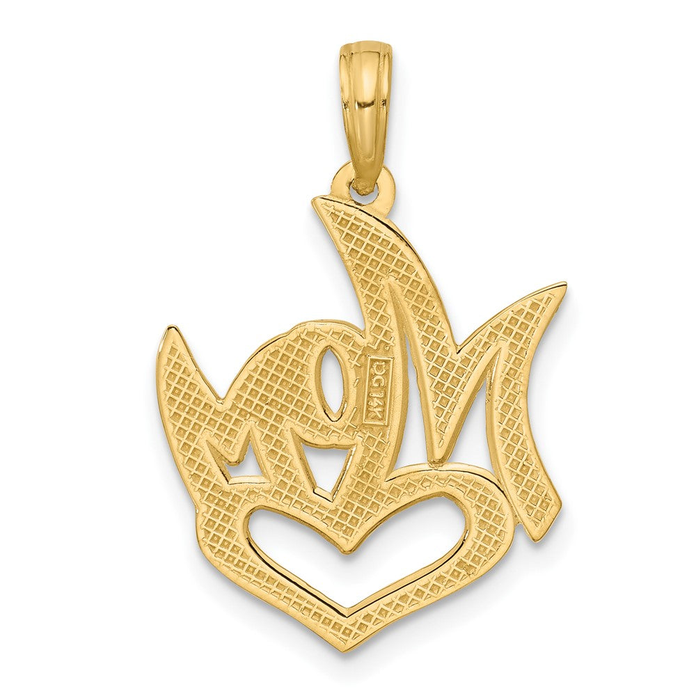 14K Yellow Gold Polished MOM And Heart Pendant