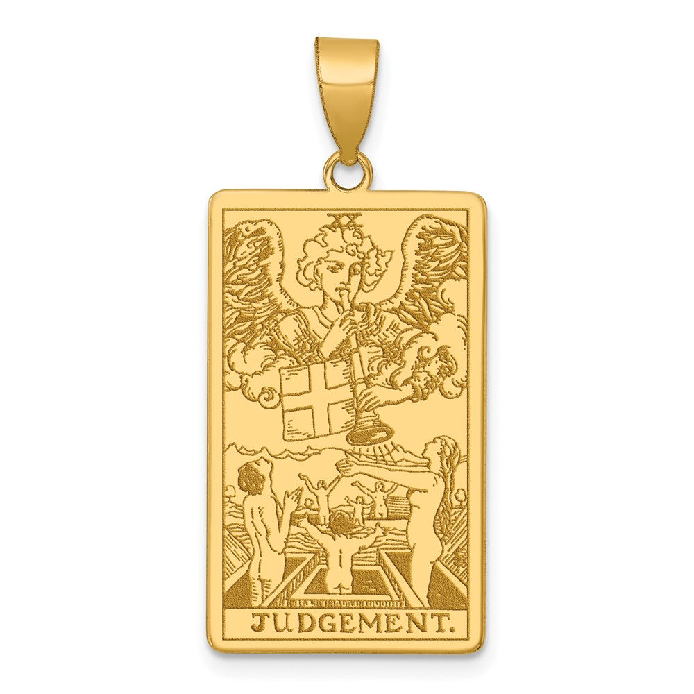 14K Yellow Gold Judgement Tarot Card Pendant