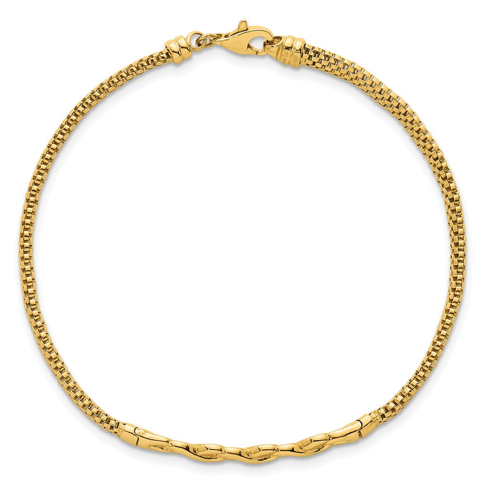 14K Yellow Gold Polished 3-Infinity 7.5 Inch Fancy Mesh Link Bracelet