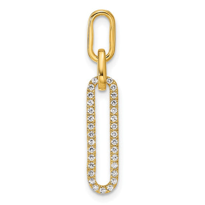 14K Yellow Gold Polished 1/6 carat Diamond Paperclip Link Pendant