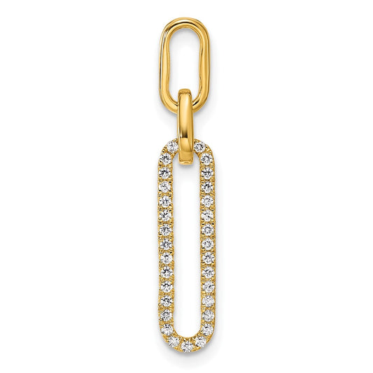 14K Yellow Gold Polished 1/6 carat Diamond Paperclip Link Pendant