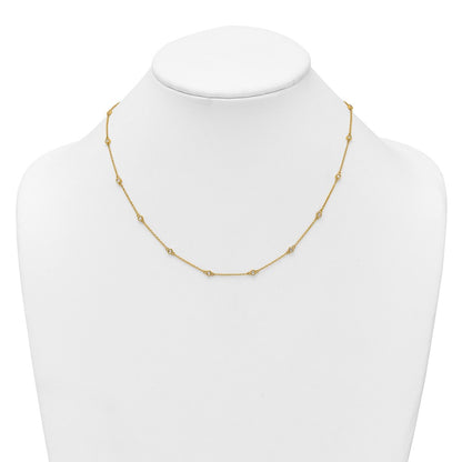 14K Yellow Gold Complete 1/3 carat Bezel-set Diamond and Cable Chain 18-Station 18 Inch Necklace
