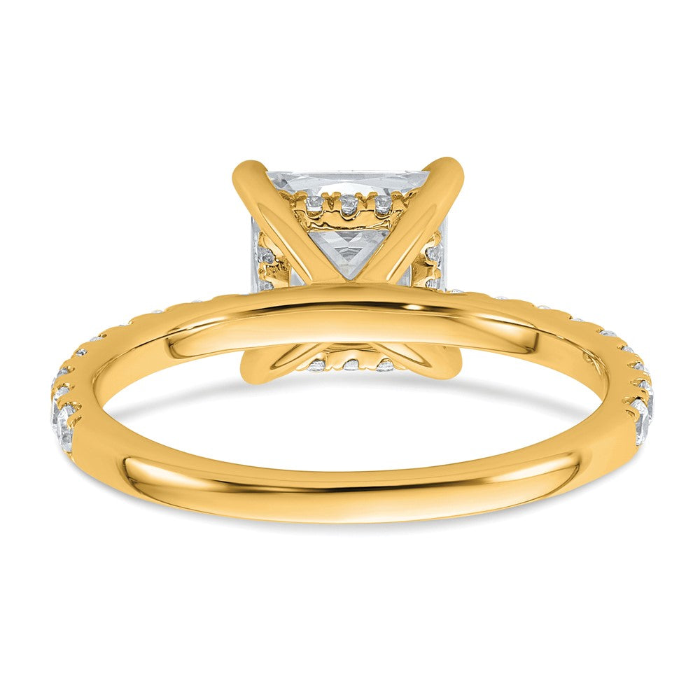 14K Yellow Gold 2 1/2 carat Certified Lab Grown Diamond VS/SI+ G+ Princess Complete Solitaire with Flair Engagement Ring