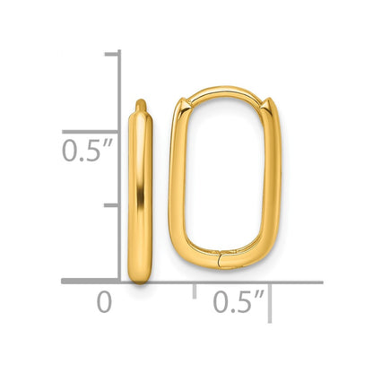 14K Yellow Gold Polished Rectangle 2.00mm Hinged Hoop Earrings