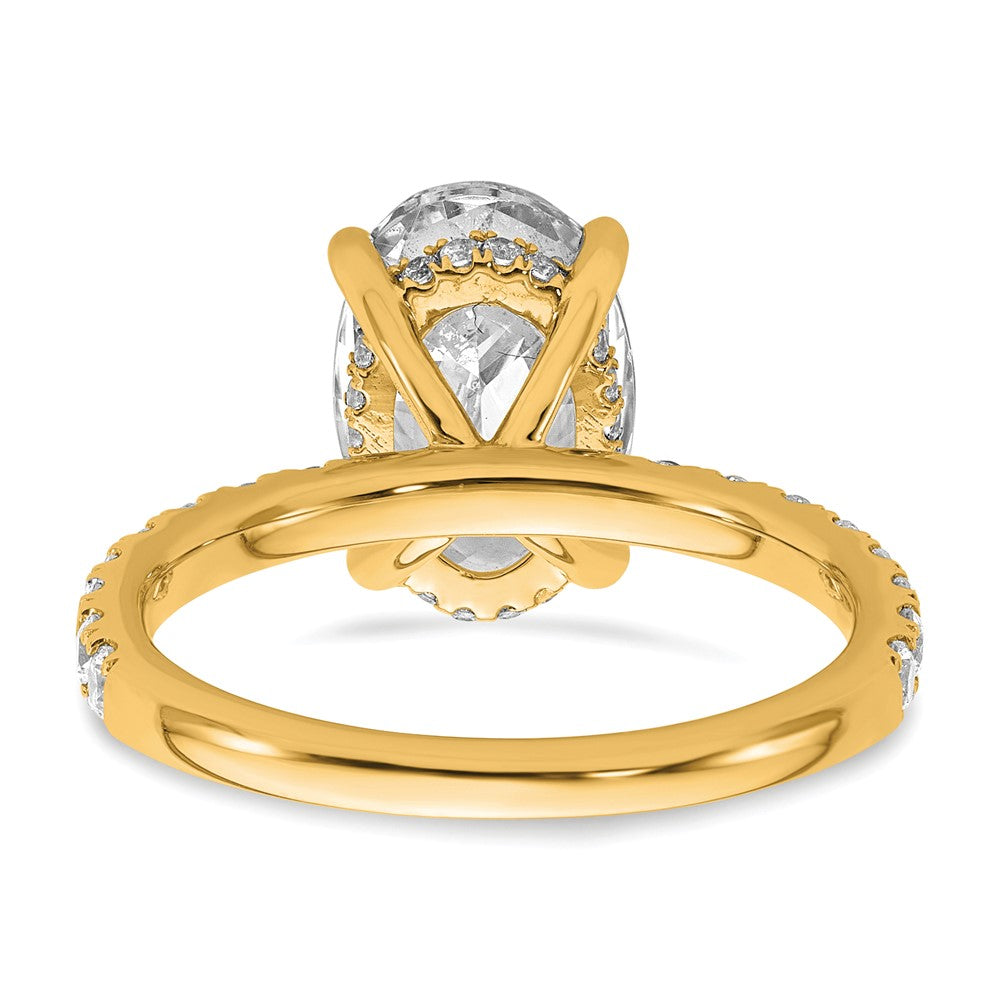 14K Yellow Gold 3 1/2 carat Certified Lab Grown Diamond VS+ F+ Oval Complete Solitaire with Flair Engagement Ring