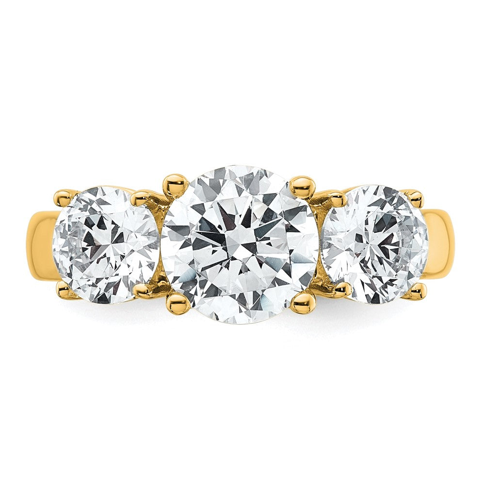 14K Yellow Gold 3 carat Lab Grown Diamond VS/SI+ G+ Three Stone Complete Engagement Ring