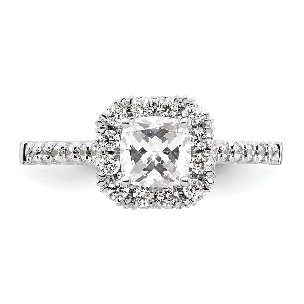 PLatinum Cushion Halo Diamond Semi-mount Engagement Ring