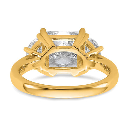 14K Yellow Gold 4 carat Certified Lab Grown Diamond VS/SI+ G+ Princess and Half Moon Complete Three Stone Engagement Ring
