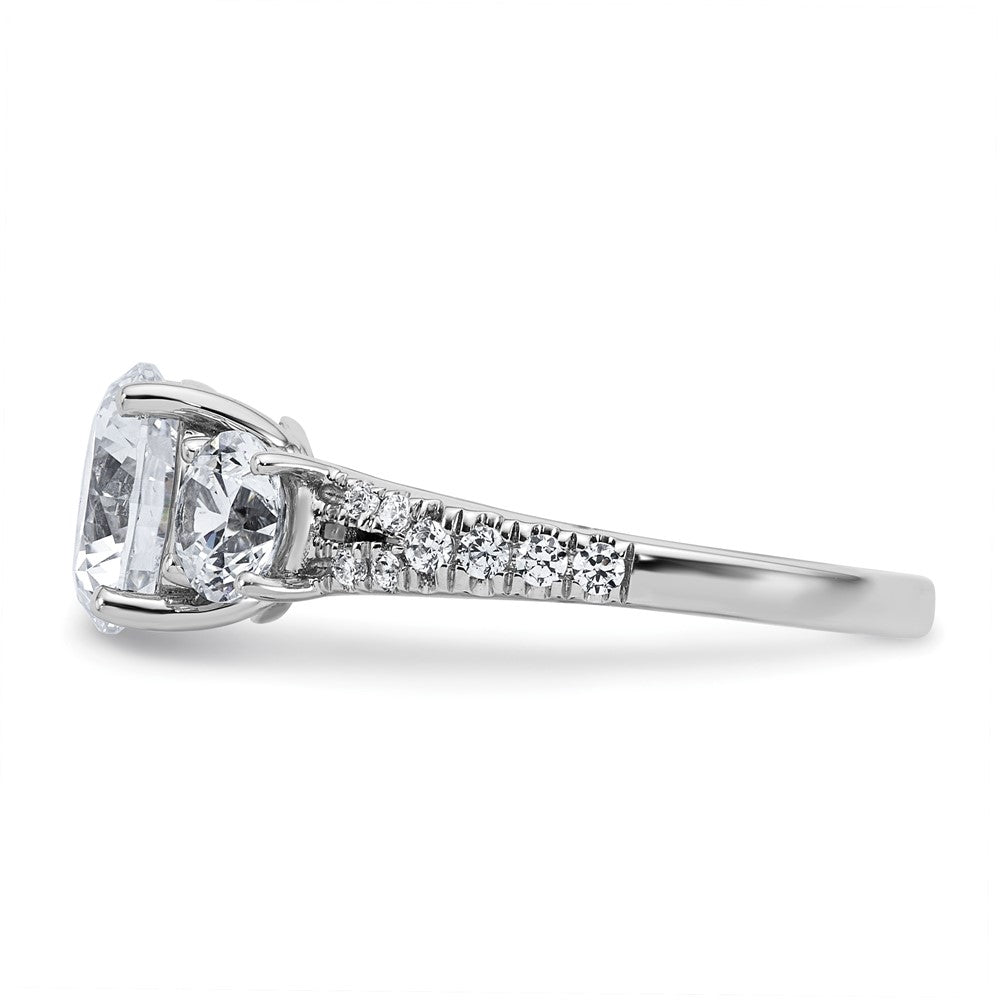 True Origin 14K White Gold 2 carat Lab Grown Diamond VS+ F+ Complete Oval Three Stone Ring