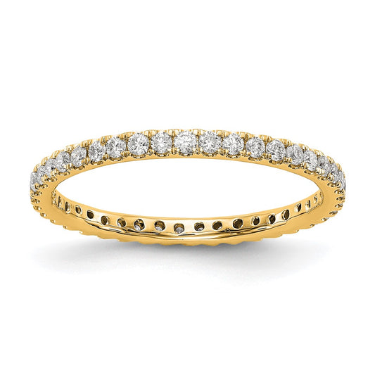 14K Yellow Gold Polished Size 7.5 U-Shared Prong 1/2 carat Diamond Complete Eternity Wedding Band Ring